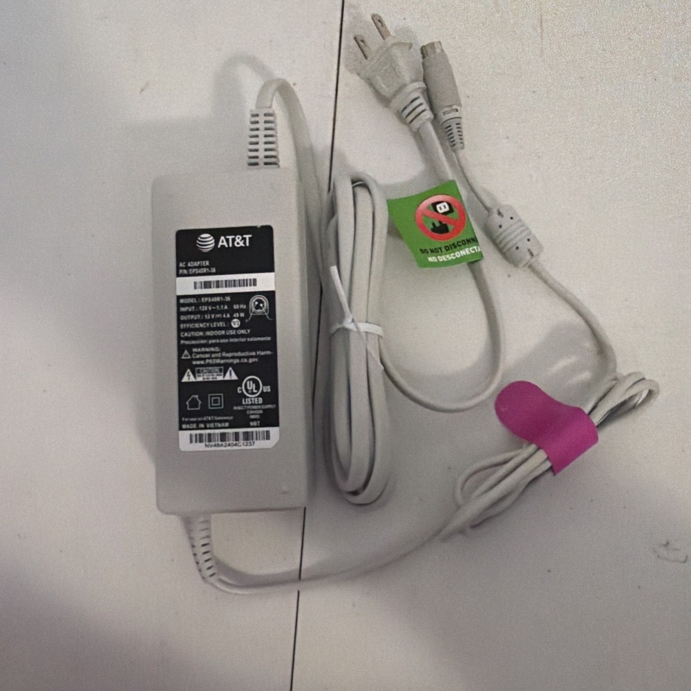 AT&T EPS48R1-36 AC Power Supply Adapter 12V 4A 48W for Gateways White